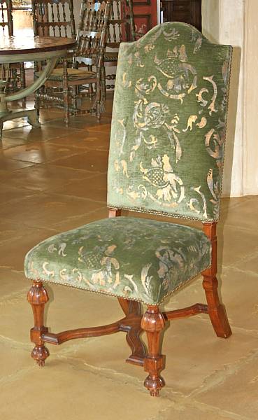 Appraisal: A pair of Italian Baroque style walnut side chairs height