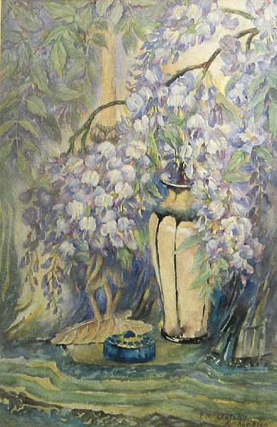 Appraisal: Fanny McClatchy Richardson American - A still life with wisteria