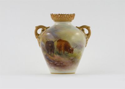 Appraisal: A Royal Worcester vase painted by Harry Stinton with two