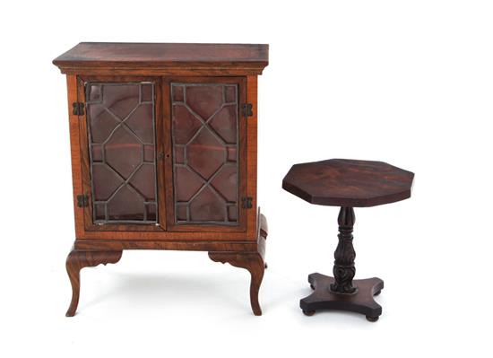 Appraisal: Miniature tilt-top table and cabinet th th century American Classical