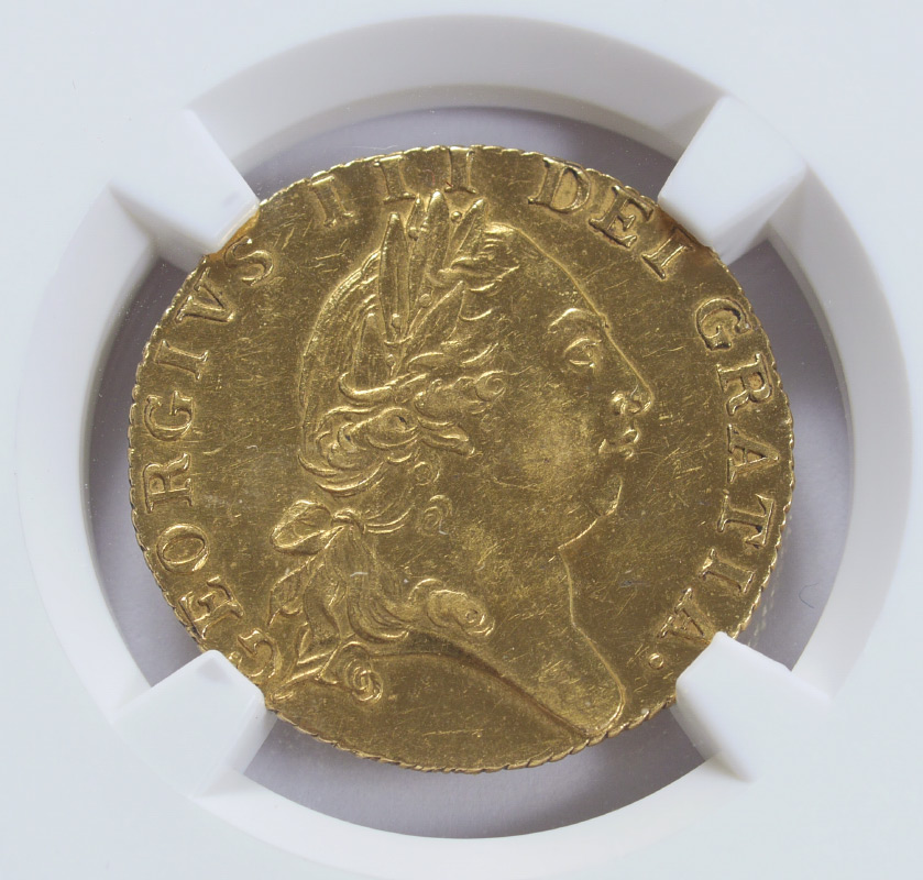 Appraisal: GREAT BRITAIN GOLD GUINEA NGC AU Slabbed and graded by