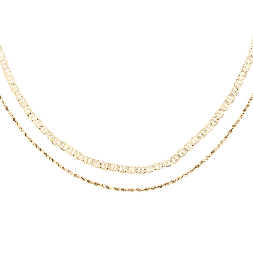 Appraisal: A Pair of K Yellow Gold Chain Link Necklaces K