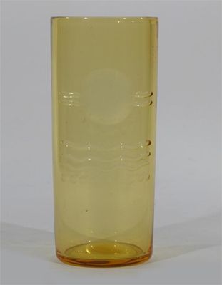 Appraisal: An English Art Deco amber glass vase probably Stuart cylindrical