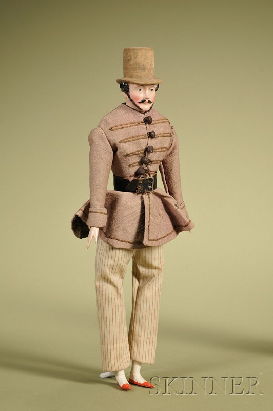 Appraisal: Papier-mache Gentleman with Molded Top Hat Germany c molded papier-mache