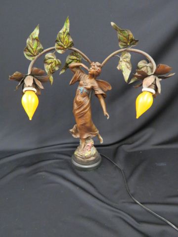 Appraisal: Art Nouveau Figural Lamp of a Fairy Newell post type