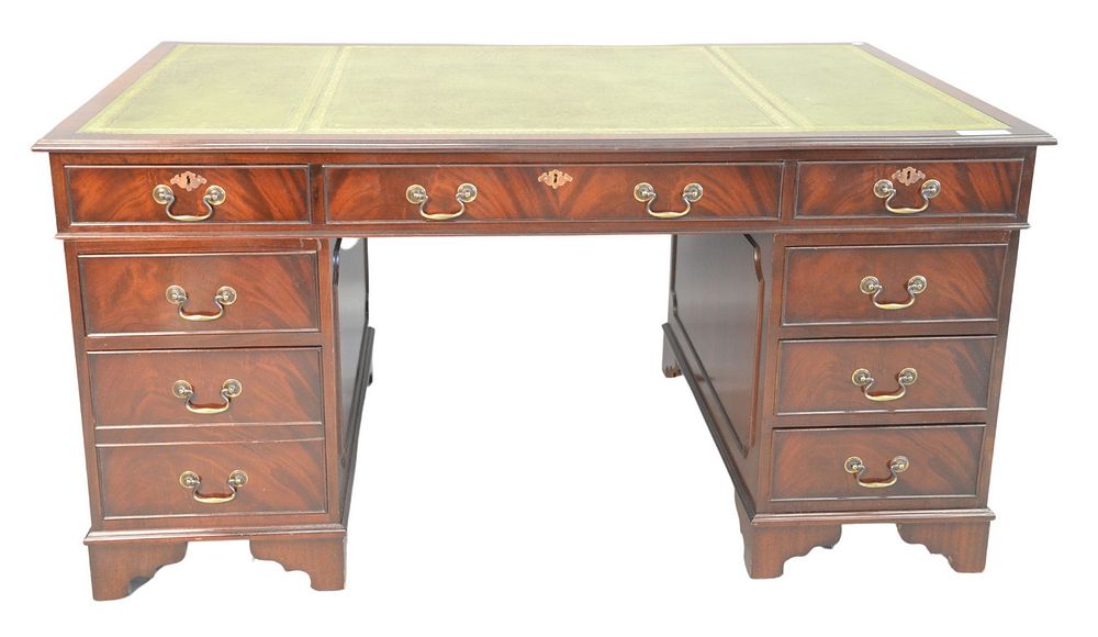 Appraisal: Scully Scully Mahogany George IV Style Deskwith green tooled leather