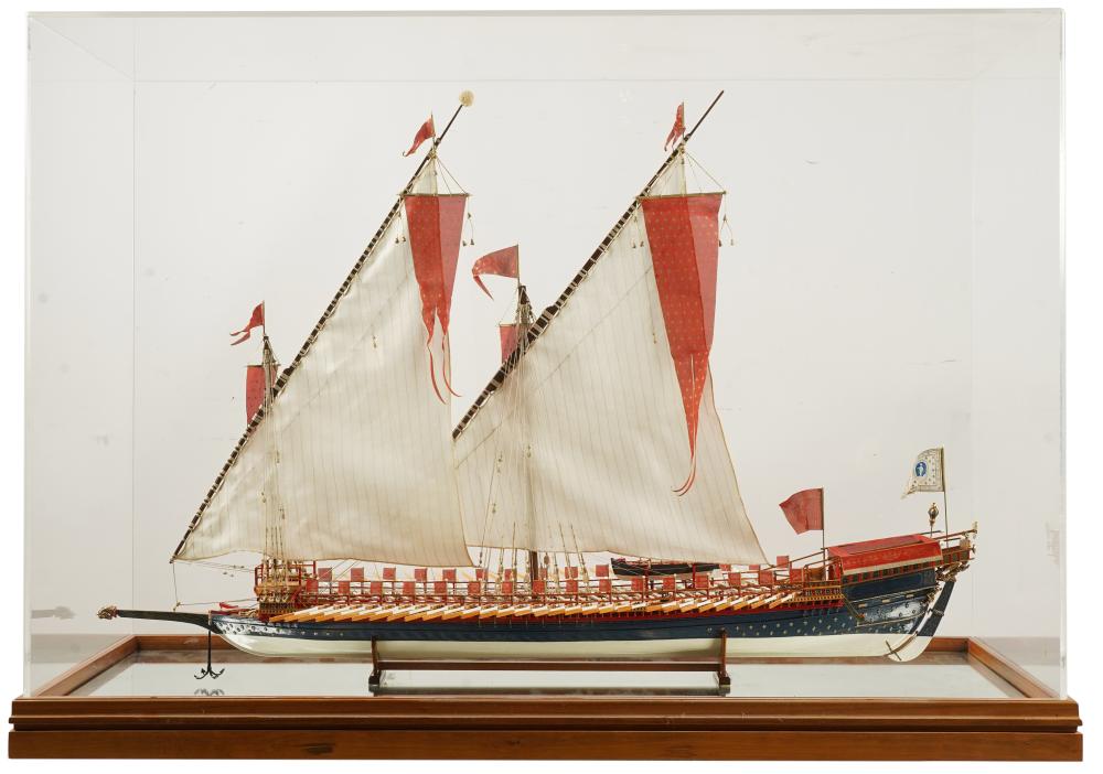 Appraisal: MODEL OF A SAILING SHIPpainted wood cloth and metal in