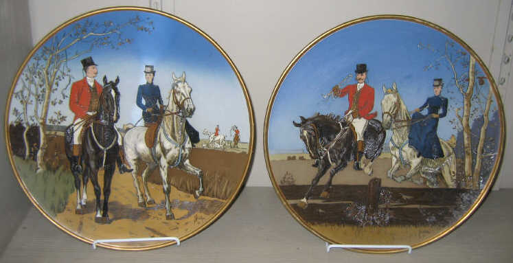 Appraisal: PAIR OF METTLACH DISPLAY CHARGERS Each with incised and painted