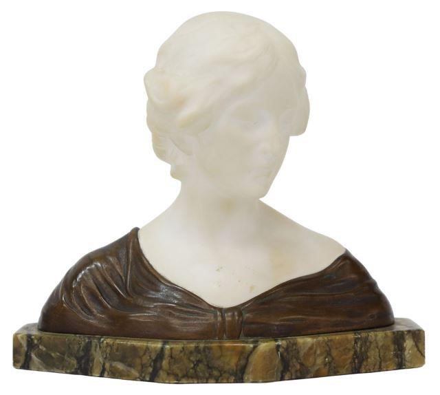 Appraisal: Carved alabaster and patinated bronze sculpture Bust of a Young