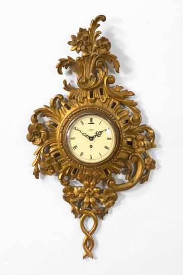 Appraisal: Smith's England Carved Giltwood Wall Clock second quarter th century