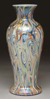 Appraisal: DURAND KING TUT VASE Iridescent gold and blue swirl decoration