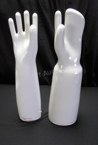 Appraisal: Two Large Porcelain Glove Molds white General Porcelain mitten with