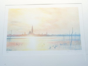 Appraisal: Derek Mynott - - 'Venice from the Lido' lithograph in