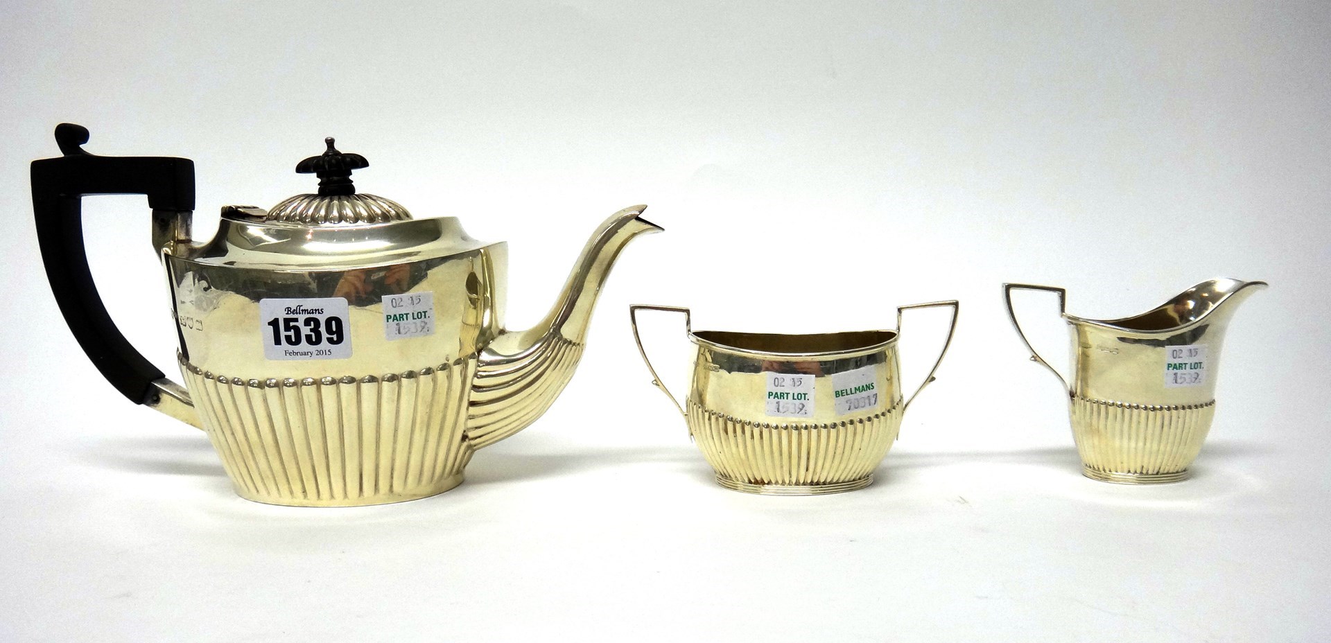 Appraisal: A silver composite three piece tea set each piece of