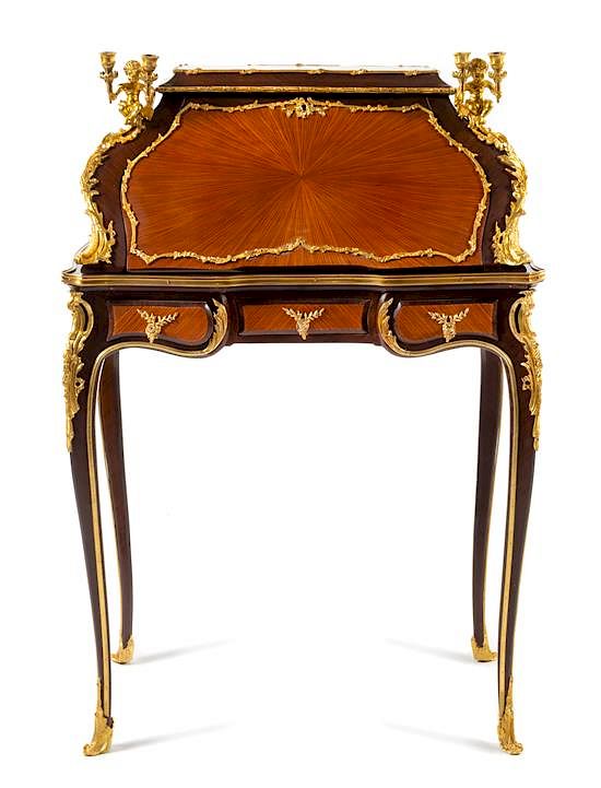 Appraisal: A Louis XV Style Gilt Bronze Mounted Slant-Front Writing Desk