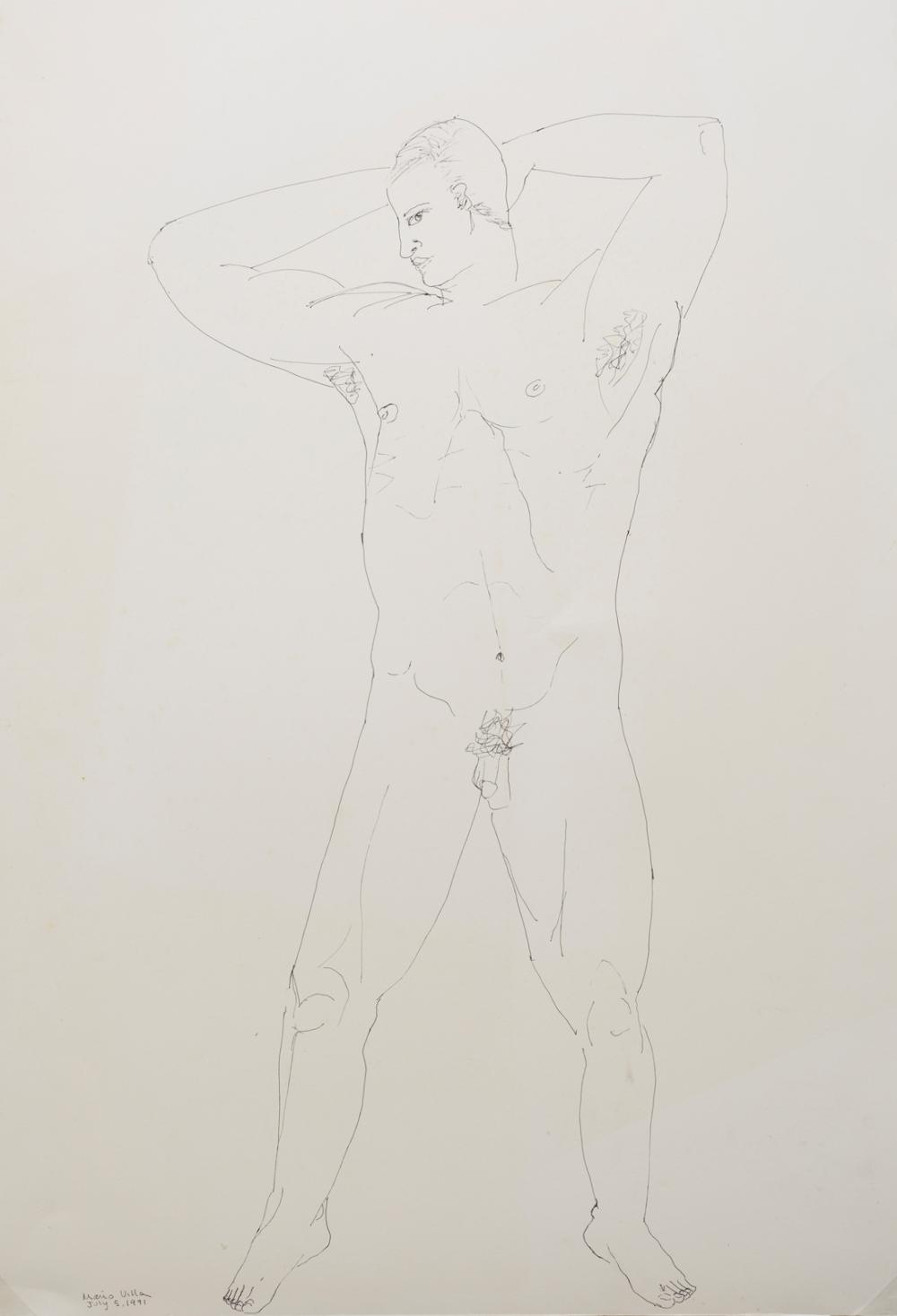 Appraisal: Mario Villa Nicaraguan New Orleans - Standing Nude ink on