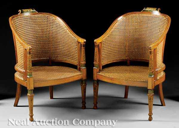 Appraisal: A Pair of Edwardian Carved and Painted Satinwood Berg res