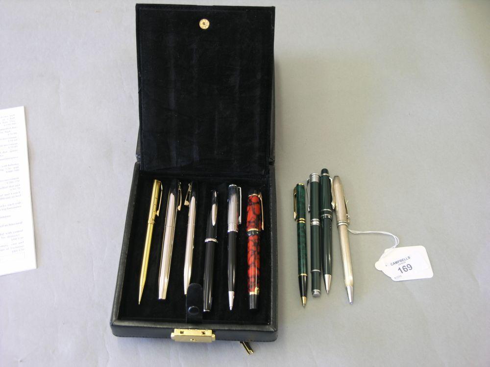 Appraisal: A Cross Ireland silver ballpoint pen two Waterman ballpoint pens