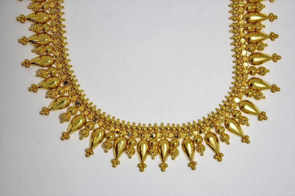 Appraisal: K Gold Indian Mughal Style Beaded Necklace India th Century