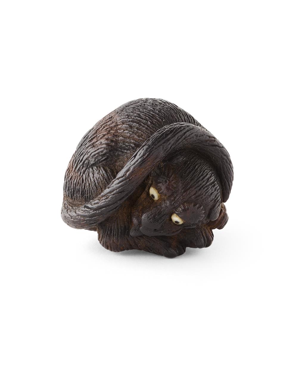 Appraisal: YJAPANESE WOOD NETSUKE OF A TIGER MEIJI PERIOD carved in