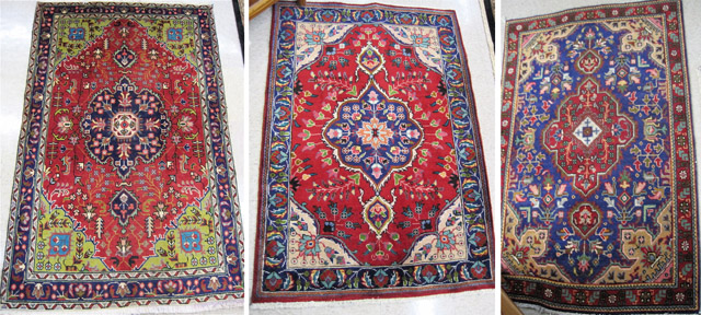 Appraisal: THREE PERSIAN TABRIZ AREA RUGS East Azerbaijan Province northwestern Iran