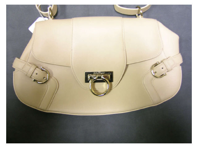 Appraisal: Salvatore Ferragamo ivory beige handbag with doubled leather shoulder strap