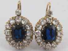 Appraisal: A fine pair of pre-revolution Russian diamond and sapphire earrings