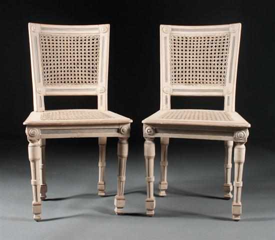 Appraisal: Pair of Italian Neoclassical style carved and painted wood caned