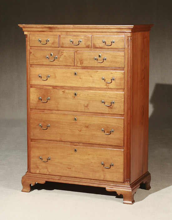 Appraisal: Chippendale Walnut Tall Chest of Drawers Pennsylvania Circa The top