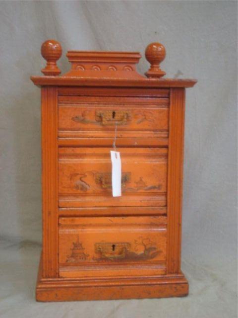 Appraisal: Victorian Chinoiserie Decorated Drawer Diminutive chest stand Dimensions x wide