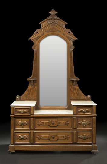 Appraisal: American Renaissance Revival Burled Walnut and Walnut Deep-Well Dresser third