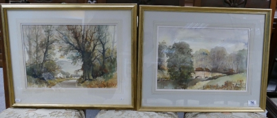 Appraisal: Two framed watercolours signed N F Sharman with landscape scenes