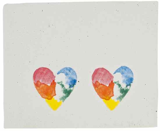 Appraisal: Jim Dine b Dutch hearts lithograph with collage printed in