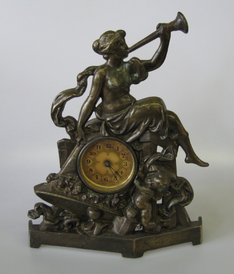 Appraisal: American Bronze-Patinated Cast-Iron Mantel Clock fourth quarter th century of