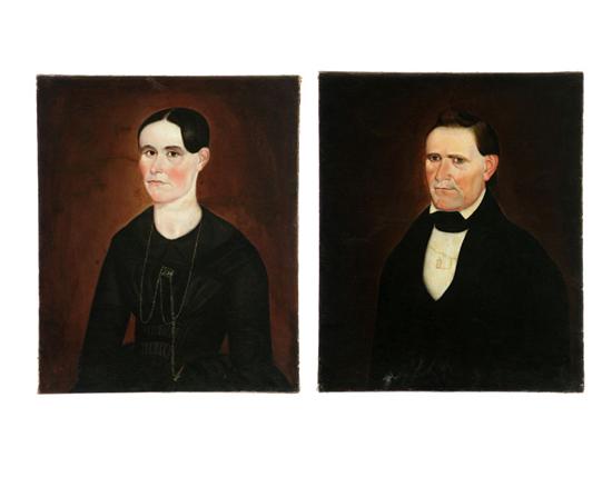 Appraisal: PAIR OF PORTRAITS AMERICAN SCHOOL CA - Oil on canvas