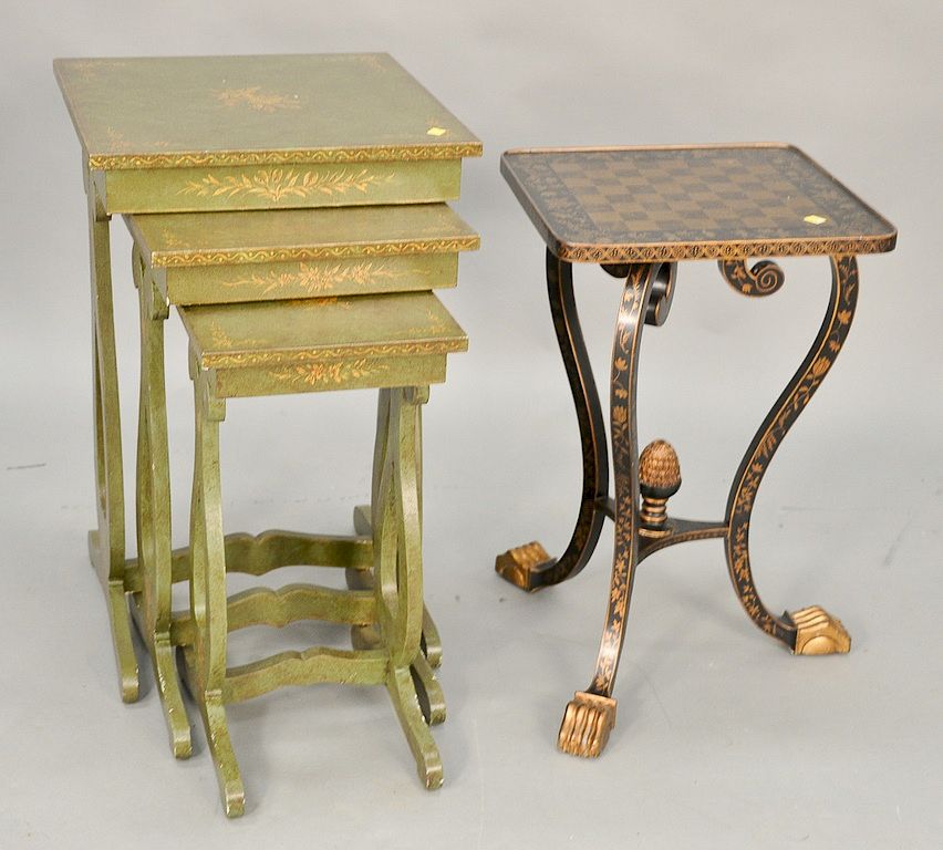 Appraisal: Two paint decorated tables to include Chinese export style black