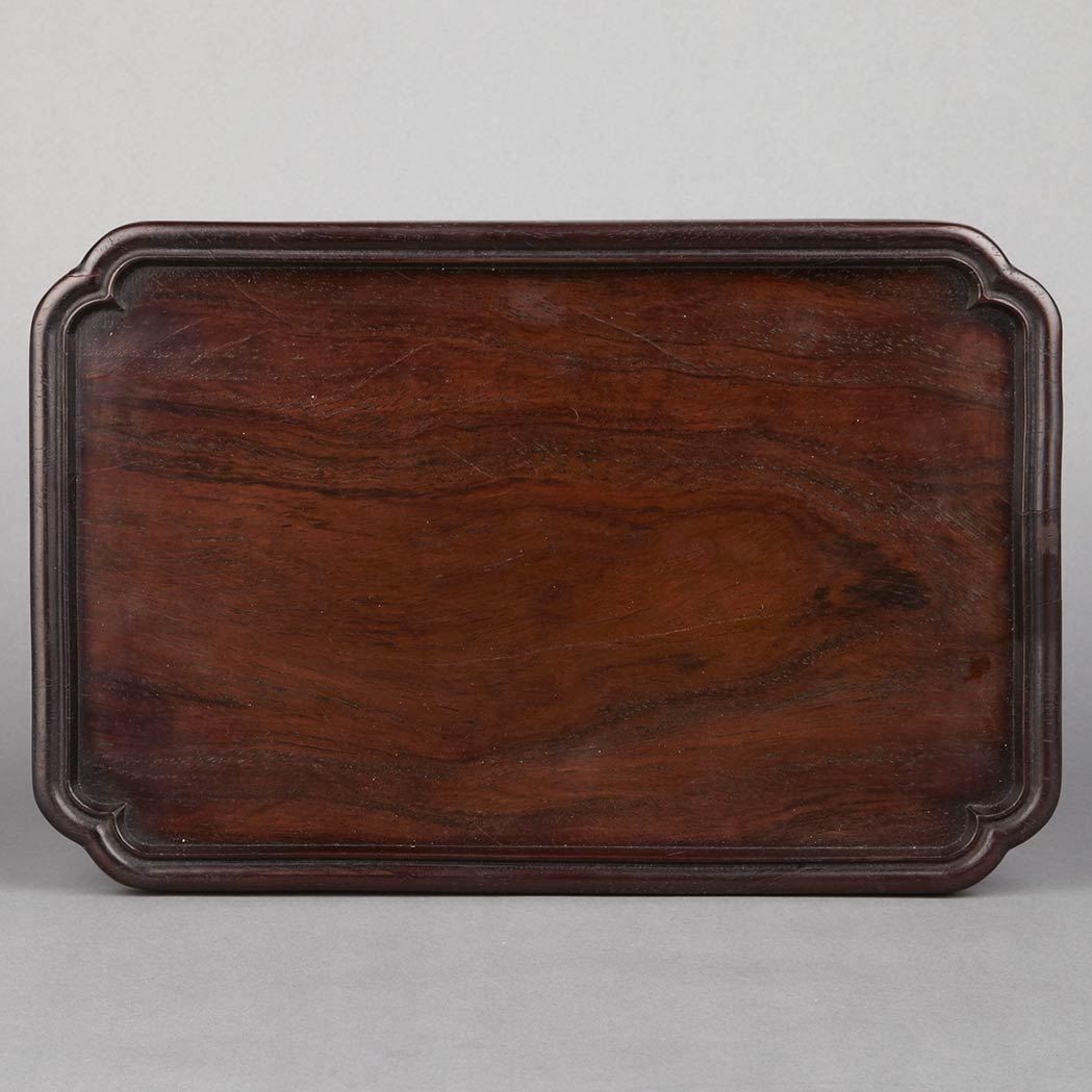 Appraisal: Chinese Zitan Tray Of cut corner rectangular shape the flat