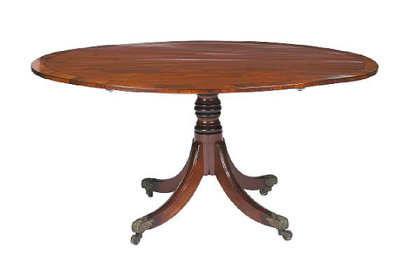 Appraisal: A Regency rosewood and mahogany breakfast table early th century