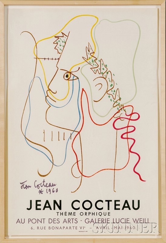 Appraisal: After Jean Cocteau French - Exhibition Poster for Th me