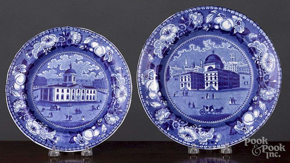 Appraisal: Two Historical Blue Staffordshire plates Two Historical Blue Staffordshire plates