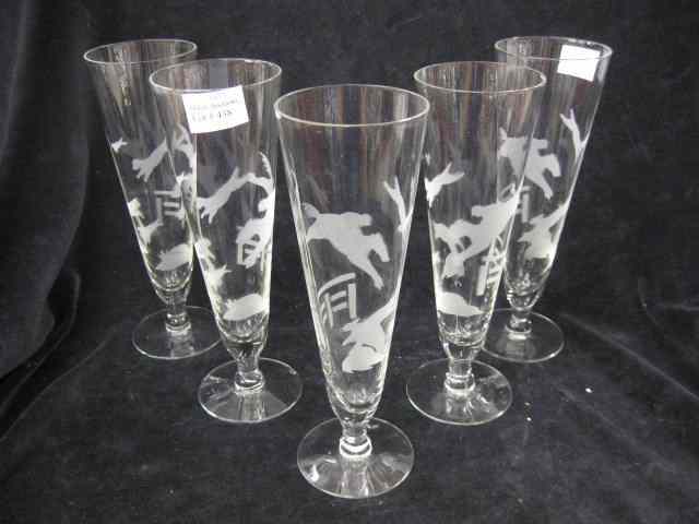 Appraisal: Crystal Parfait Glasses horse jump decor '' some chips