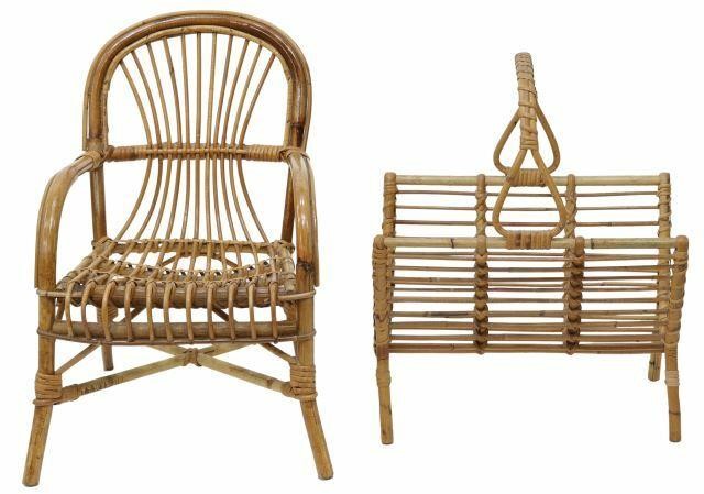 Appraisal: lot of Vintage rattan items last quarter th c including