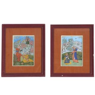 Appraisal: Indo-Persian School pair paintings Indo-Persian School th th century Pastoral