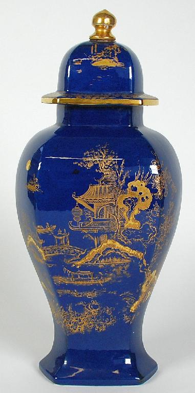 Appraisal: WILTON WARE CHINOISERIE POTTERY VASE of panelled ovoid form with