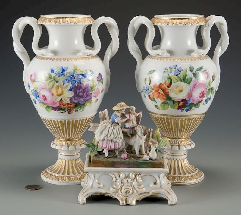 Appraisal: Pr Meissen Vases plus inkwell st and nd items Pair