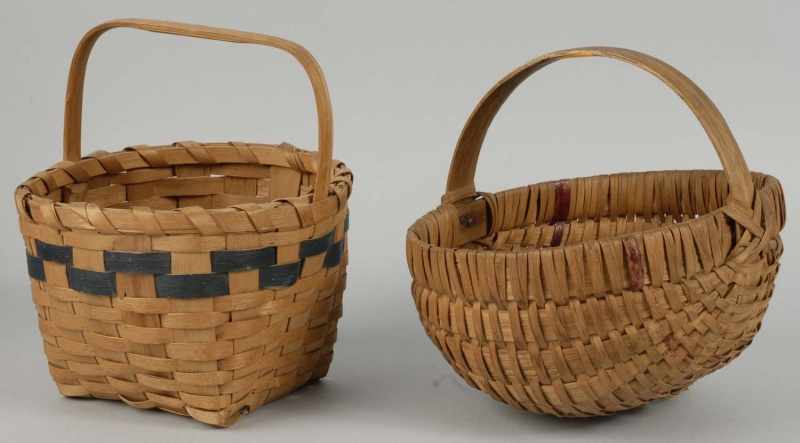 Appraisal: Lot of Early Handmade Woven Baskets Description Both with no