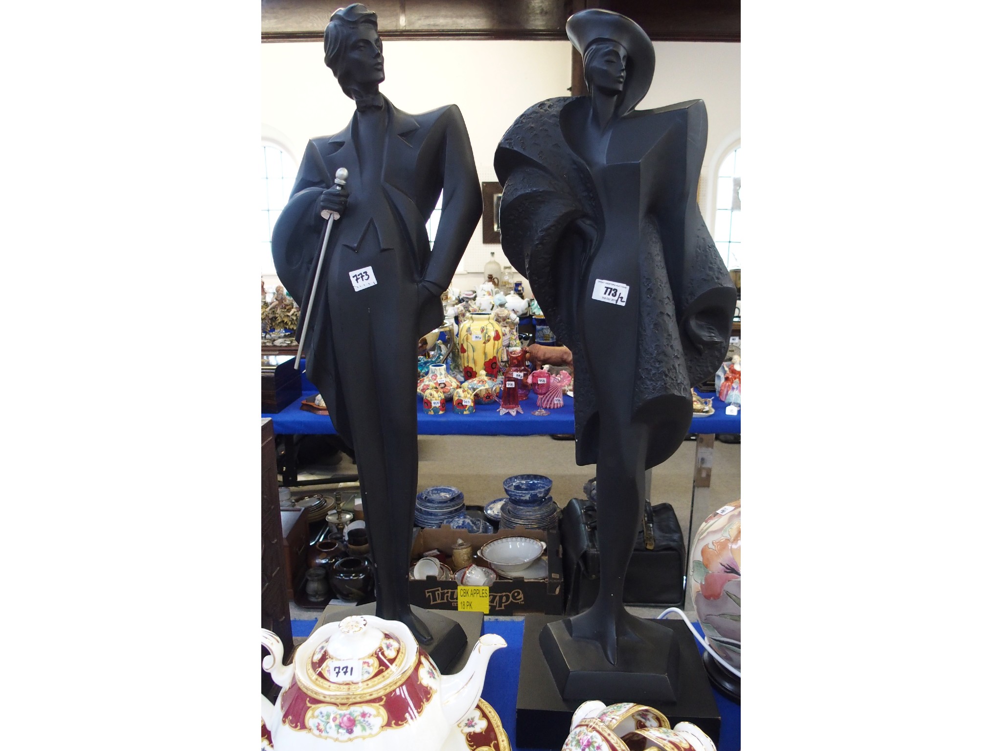 Appraisal: Pair of Deco-style sculptures impressed A DANEL