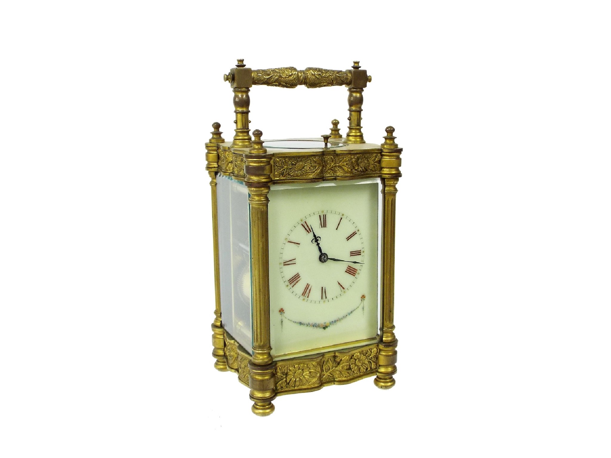 Appraisal: French repeater carriage clock striking on a gong the cream