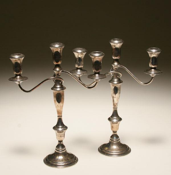 Appraisal: Pair of AMC American sterling silver three-light candelabra bases are