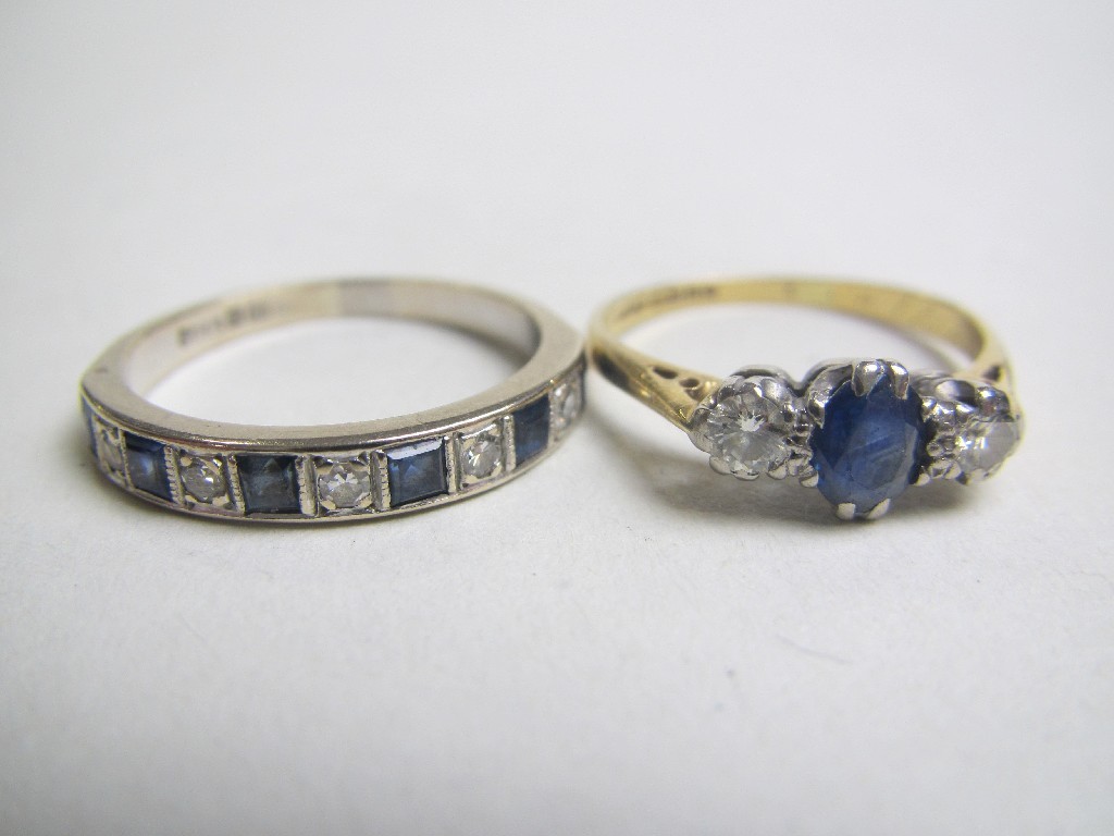 Appraisal: Lot comprising an ct white gold sapphire and diamond half